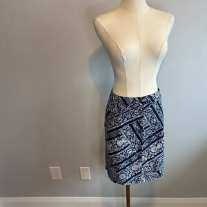 Karen Scott Women's Navy Blue & White Floral Paisley Cotton Tennis Skort, SZ 10